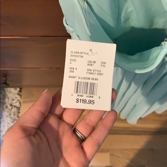 David’s Bridal mint green, one shoulder dress - Picture 3 of 3